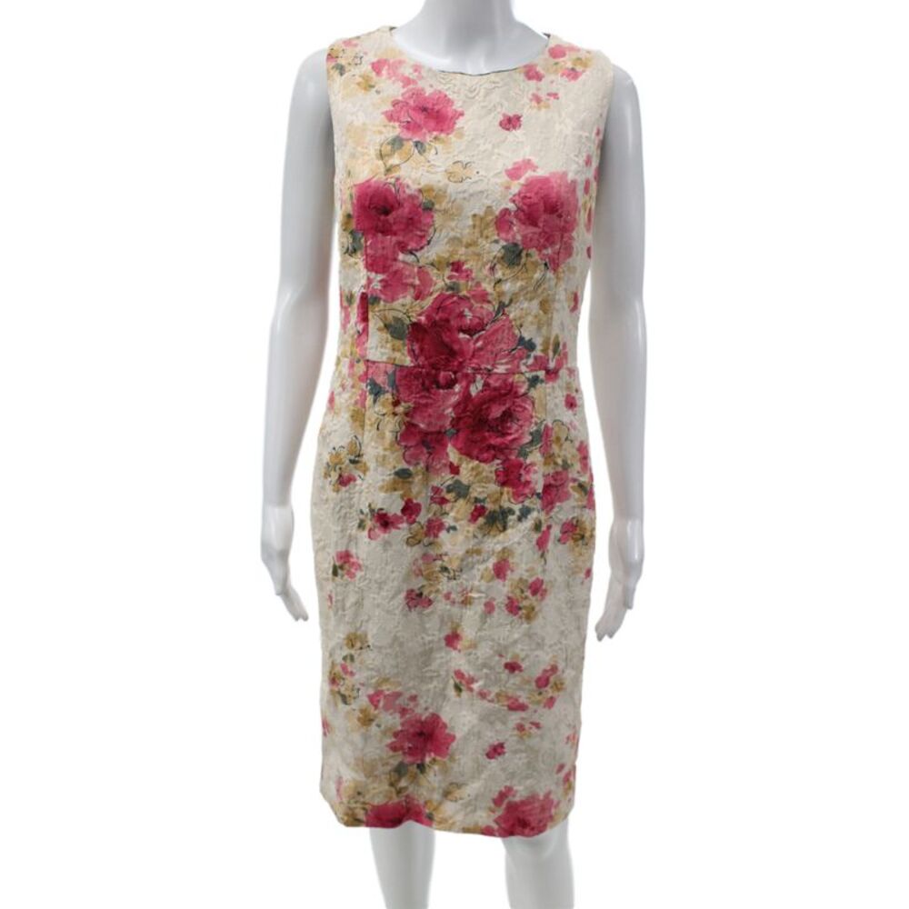 Dolce & Gabbana Womens Pencil Dress Beige Sleeveless Mid Calf Zip Size M